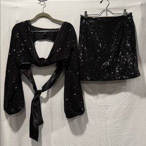 Forever 21 Black Sequin Backless Dress